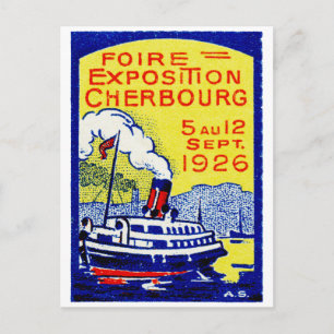 1926 Cherbourg Frankreich Poster Postkarte