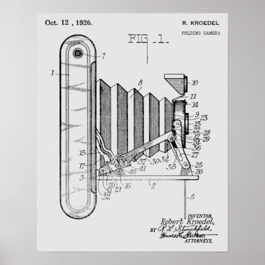 1926 Faltkamera Patent Art Zeichnend Druck Poster (Vorne)