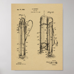 1926 Golf Club Caddy Bag Design Patent Art Print Poster