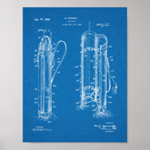1926 Golf Club Caddy Bag Design Patent Art Print Poster