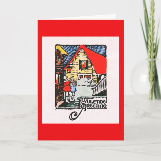 1926 Holzblock Weihnachtskarte Feiertagskarte (Vorderseite)