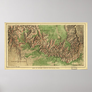 1926 Karte des Grand Canyon Nationalparks Arizona Poster