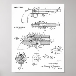 1926 Patentzeichnung für eine Waffe, Kunst-Druck Poster