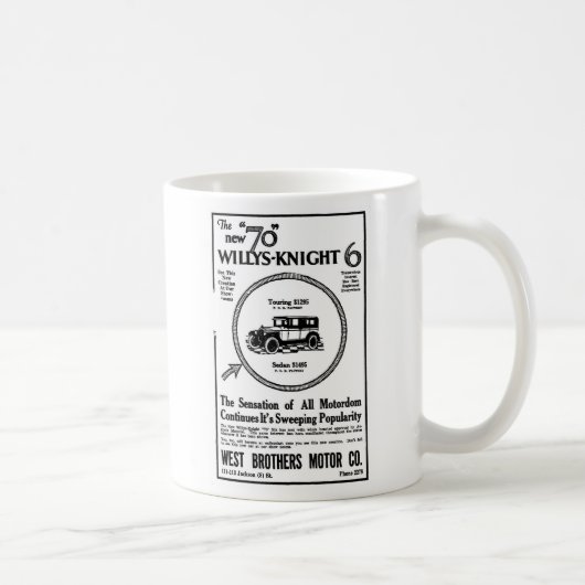 1926 Willys Knight Auto-Illustration Kaffeetasse (Rechts)