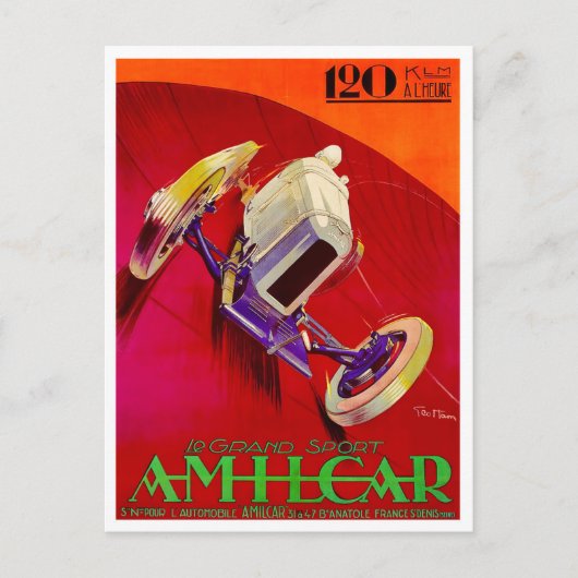 1927 Amilcar Vintage Rennad Postkarte (Vorderseite)