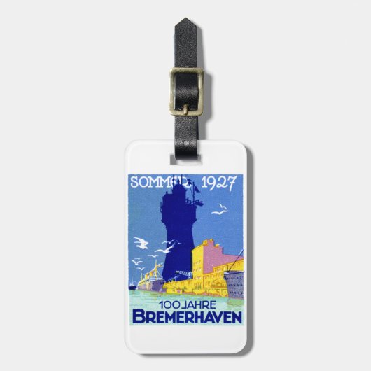 1927 Bremerhaven Deutschland Gepäckanhänger (Vorderseite vertikal)