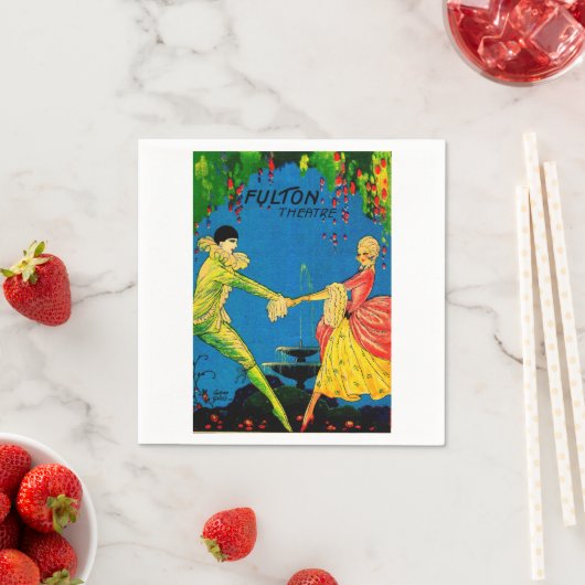 1927 Das Fulton Theater Programm deckt Kunst ab Serviette (Beispiel)