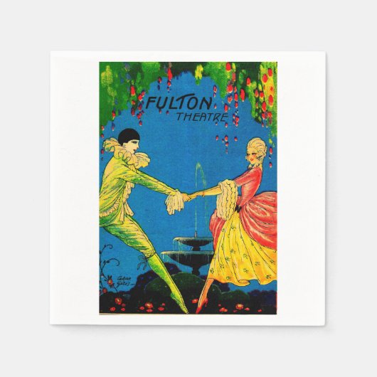 1927 Das Fulton Theater Programm deckt Kunst ab Serviette (Vorderseite)