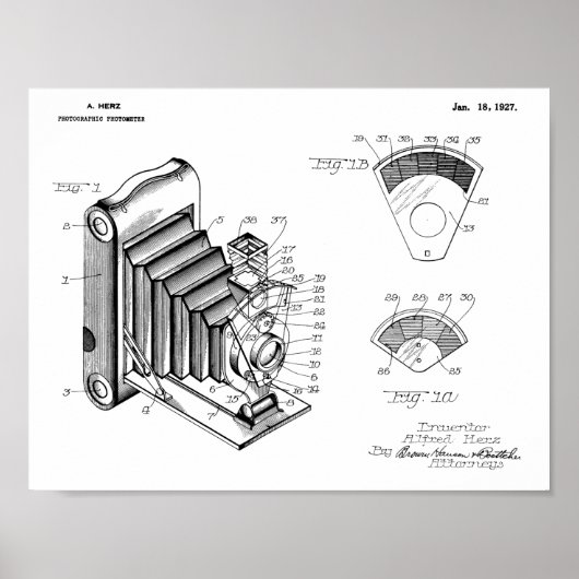 1927 Faltkamera Patent Art Zeichnend Druck Poster (Vorne)