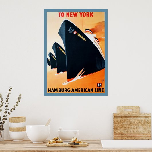 1927 Hamburg-New York Ship Poster (Küche)