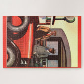 1927 Kelly-Springfield-Reifen und zwei Männer mit Puzzle (Horizontal)