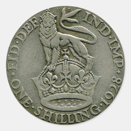 1928 Britischer Shilling-Aufkleber Runder Aufkleber (Vorderseite)