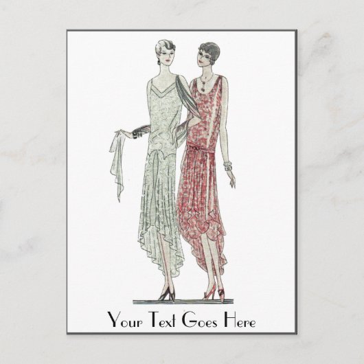 1928 Flapper Mode Postkarte (Vorderseite)