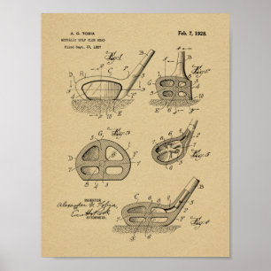 1928 Golf Club Head Design Patent Art Print Poster