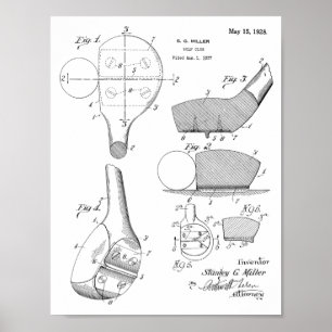 1928 Golfschlägerkopf-Patent Kunst Zeichnung Druck Poster