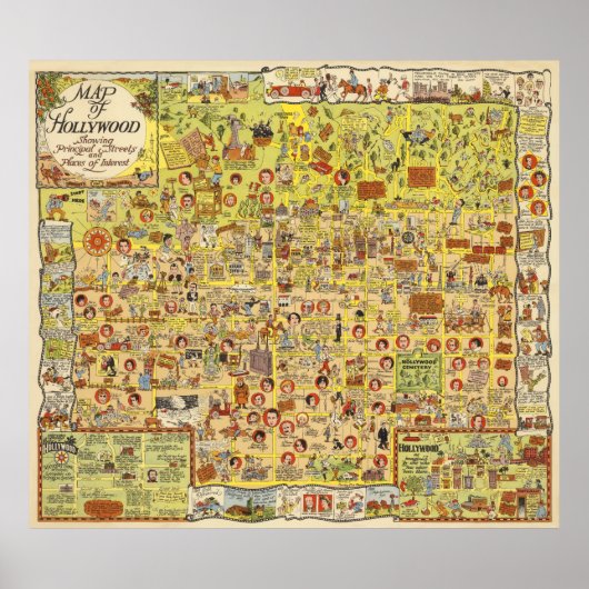 1928 MAP of Old Hollywood Poster (Vorne)