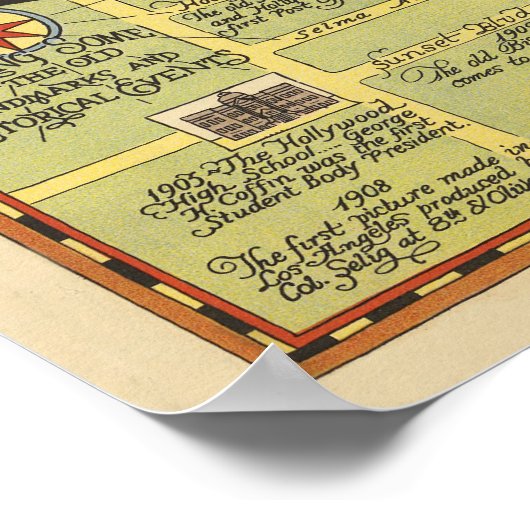 1928 MAP of Old Hollywood Poster (Ecke)