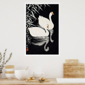 1928 Ohara Koson White Chinese Geese Swimming  Poster (Küche)