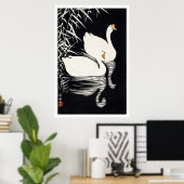 1928 Ohara Koson White Chinese Geese Swimming  Poster (Heimbüro)