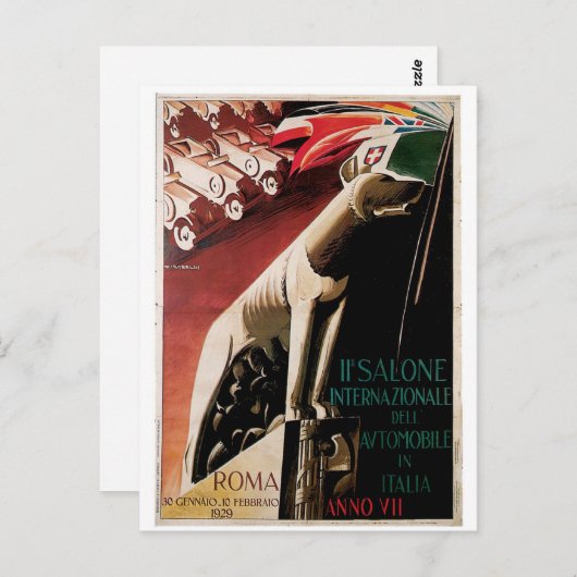 1929 11. Salone Internazional Dell Automobile Postkarte (Vorne/Hinten)
