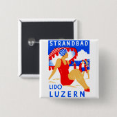 1929 Art Deco Strandbad Lido Luzern Button (Vorne & Hinten)