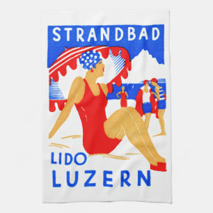 1929 Art Deco Strandbad Lido Luzern Küchentuch