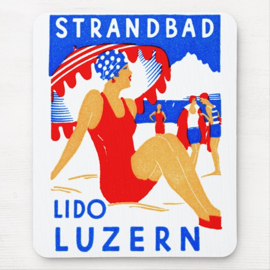 1929 Art Deco Strandbad Lido Luzern Mousepad (Vorne)