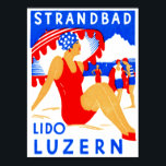 1929 Art Deco Strandbad Lido Luzern Poster<br><div class="desc">C. 1929 Art-Déco-Poster zur Förderung des Strandbad Lido am See in Luzern / Luzern Schweiz.</div>