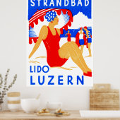 1929 Art Deco Strandbad Lido Luzern Poster (Küche)