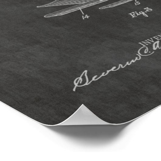 1929 Bizarre Flugzeug Patent Art Zeichnend Print Poster (Ecke)