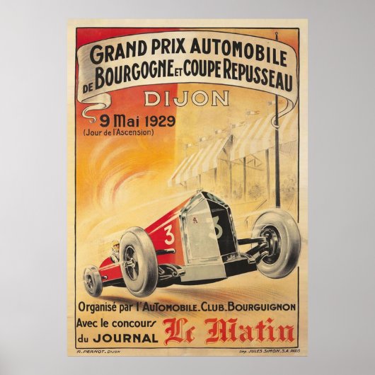 1929 Dijon Grand Prix Vintage Poster (Vorne)