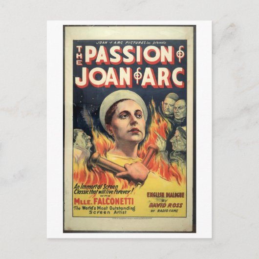 1929 Film The Passion of Joan of Arc Postkarte (Vorderseite)