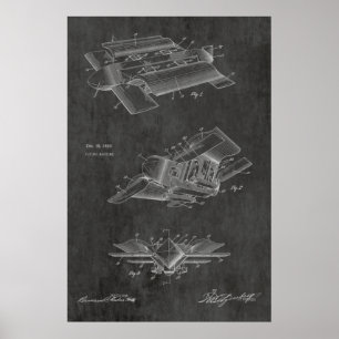 1929 Futuristische Flugzeug-Patentkunst Zeichnungs Poster