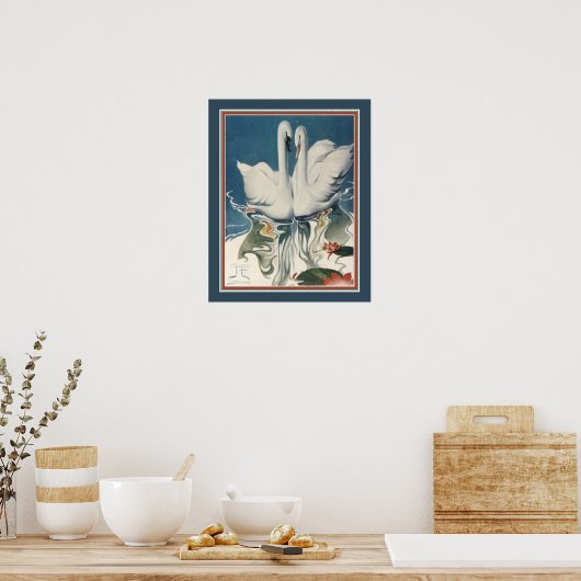 1929 Swans Art Deco Poster (Küche)