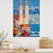 1929 SWITZERLAND Zürich Metropolis Reiseplakat Poster (Küche)