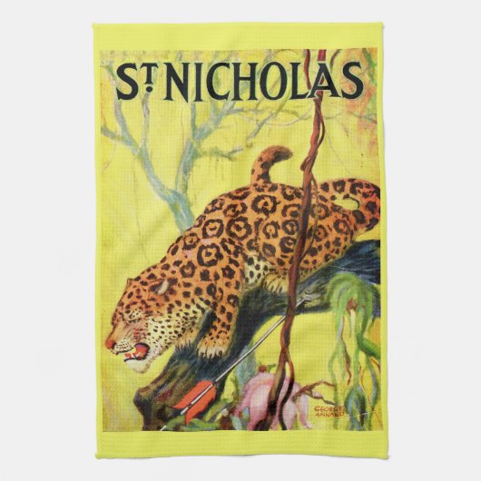 1929 Zeitschrift St. Nicholas Titelblatt Leoparden Küchentuch (Vertikal)