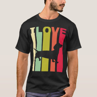 192 Ich liebe Dachshund abgenutzt Vintage-Hundefre T-Shirt