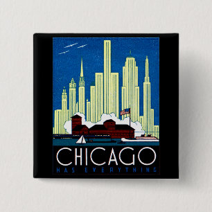 1930 Besuchs-Chicago-Plakat Button
