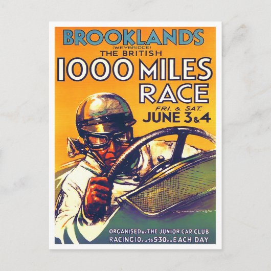 1930 Brooklands 1000 Meilen Rennen Vintag Postkarte (Vorderseite)
