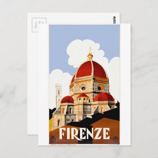 1930 Florenz Italien Duomo Reiseplakat Postkarte (Vorne/Hinten)