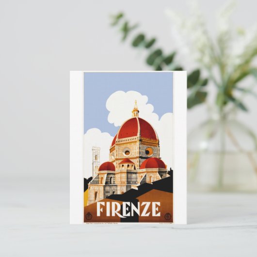 1930 Florenz Italien Reiseplakat Postkarte (Stehend Vorderseite)