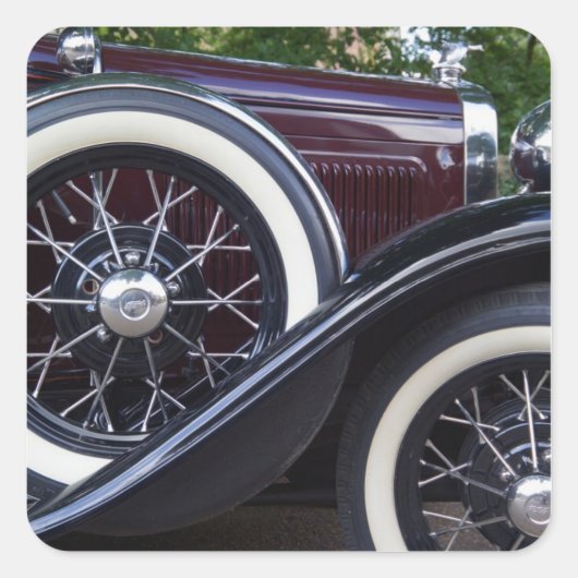 1930 Ford A Classic Car Quadratischer Aufkleber (Vorderseite)