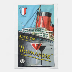 1930 Französischer Aperitif Normandie Küchentuch