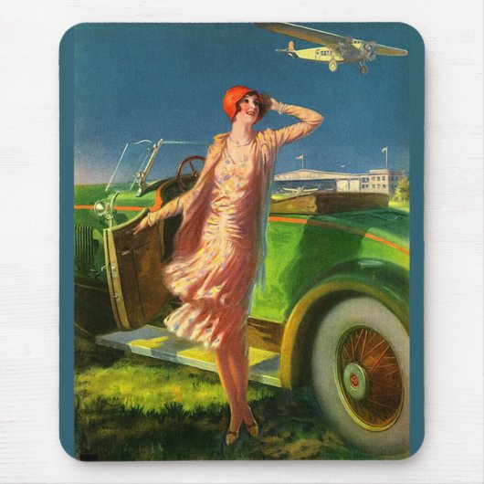 1930 Frau Auto und Flugzeug Mousepad (Vorne)