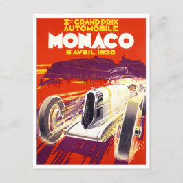 1930 Grand Prix von Monaco Vintager Rennsport Post Postkarte