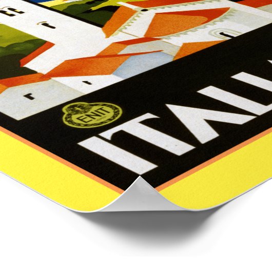 1930 Italienisches Seen Reiseplakat Poster (Ecke)