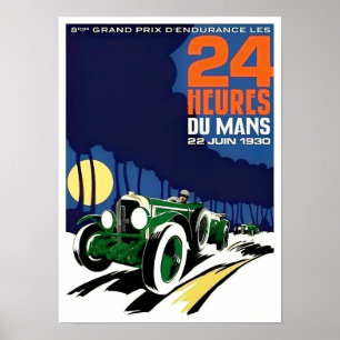 1930 Le Mans 24 Std. Vintager Rennsport Poster