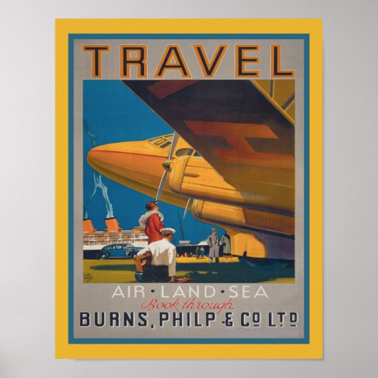 1930 Luft-, Land- und Seereiseplakat Poster (Vorne)