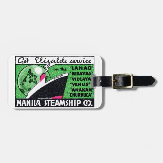 1930 Manila Steamship Company Gepäckanhänger (Vorderseite horizontal)