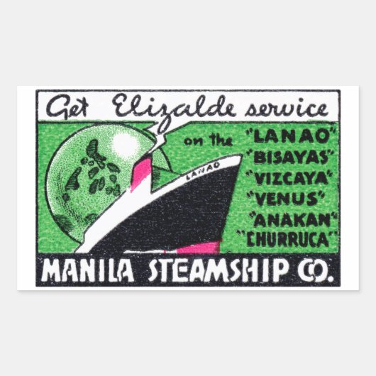 1930 Manila Steamship Company Rechteckiger Aufkleber (Vorderseite)